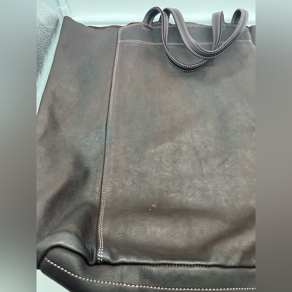 3RD FLOOR Made in Italy Dark Brown Reddish Leather Embellished Oversized XL Tote - Picture 12 of 17
